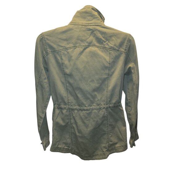 Divided H&M NYC Army Green Jacket Full Zip Snap Closure Drawstring Waist Sz 4 - Picture 2 of 7